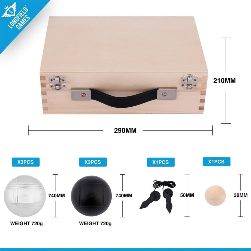 Load image into Gallery viewer, Engelhart - 010208 - Boulesballen set een mooie Luxe houten boulekoffer - jeu de boules 2x3 stalen ballen - 720g - Petanque - happygetfit.com
