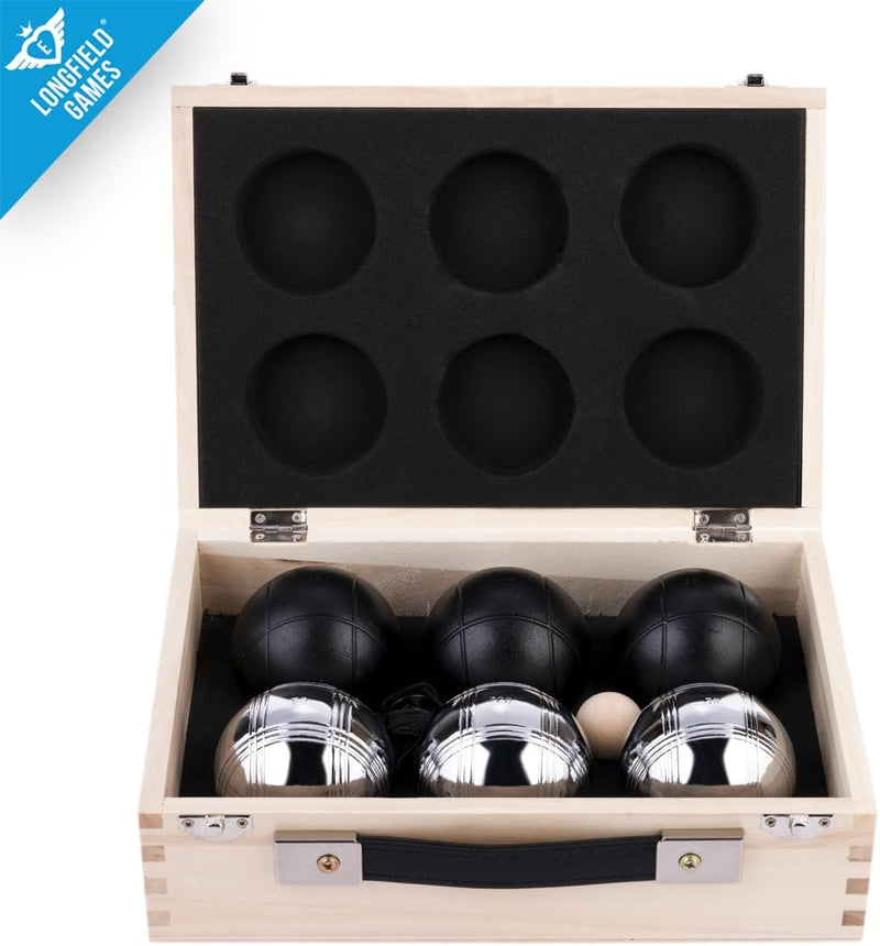 Load image into Gallery viewer, Engelhart - 010208 - Boulesballen set een mooie Luxe houten boulekoffer - jeu de boules 2x3 stalen ballen - 720g - Petanque - happygetfit.com
