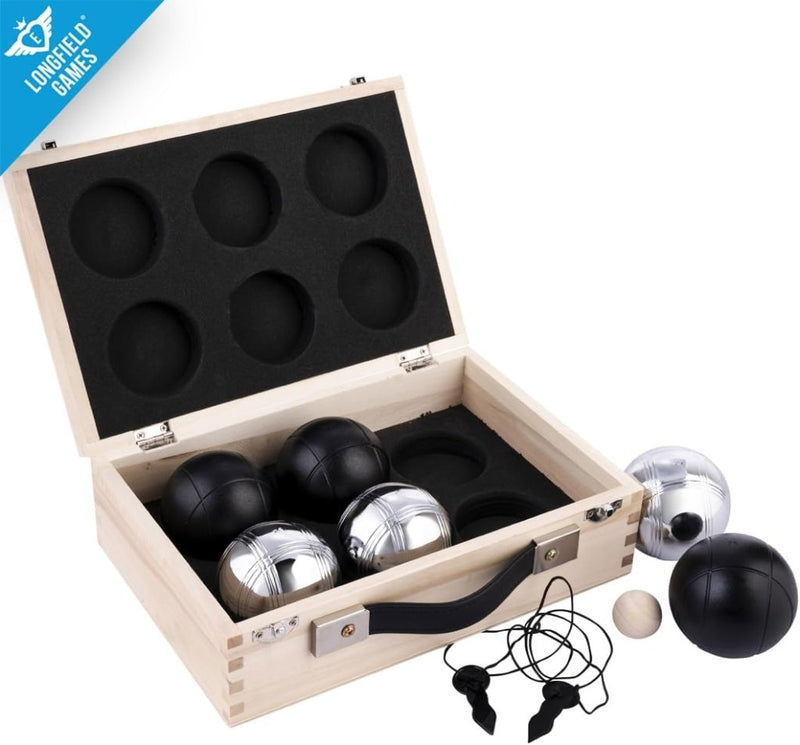 Load image into Gallery viewer, Engelhart - 010208 - Boulesballen set een mooie Luxe houten boulekoffer - jeu de boules 2x3 stalen ballen - 720g - Petanque - happygetfit.com
