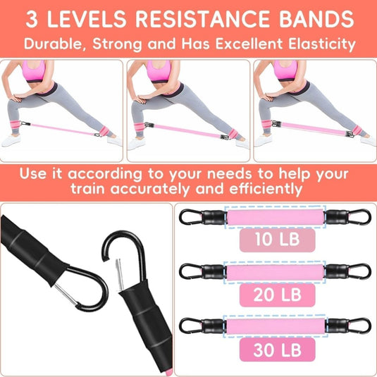 Enkel weerstandsbanden set met voetlussen roze - happygetfit.com