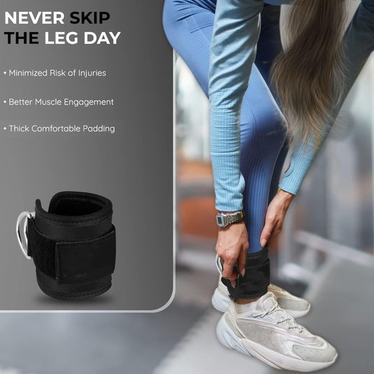 Enkelbanden voor kabelmachine set van 2 zwart - happygetfit.com