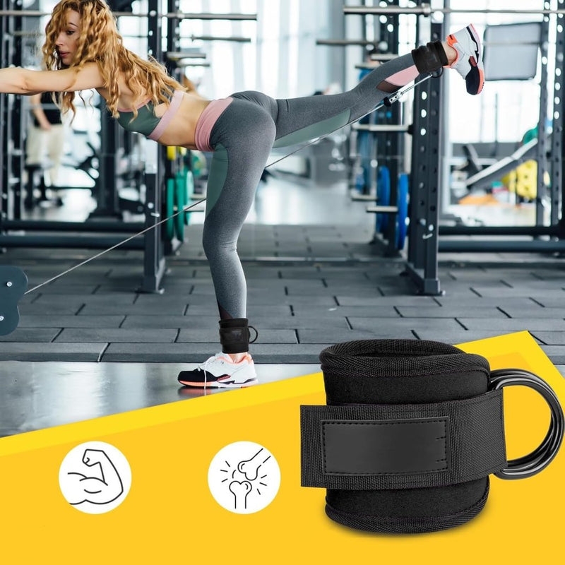 Laad afbeelding in Galerijviewer, Enkelbanden voor kabelmachine set van 2 zwart - happygetfit.com
