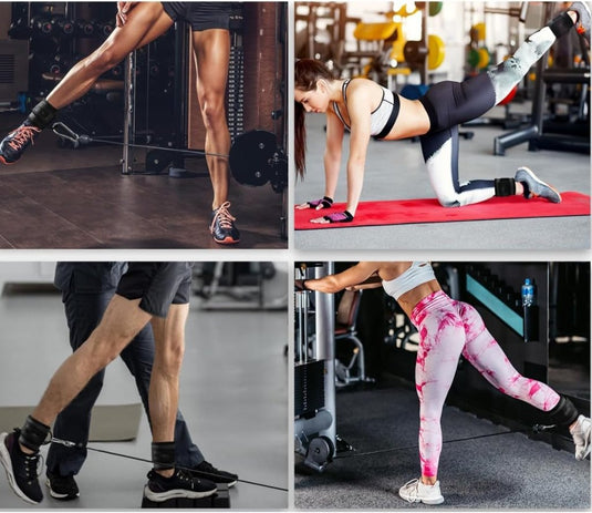 Enkelbanden voor kabelmachine set van 2 zwart - happygetfit.com