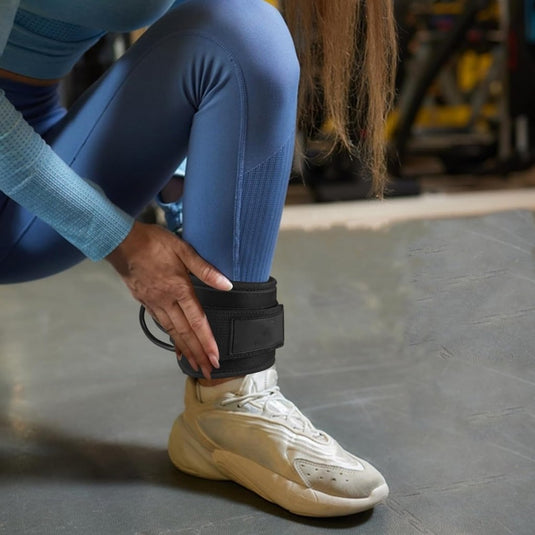 Enkelbanden voor kabelmachine set van 2 zwart - happygetfit.com