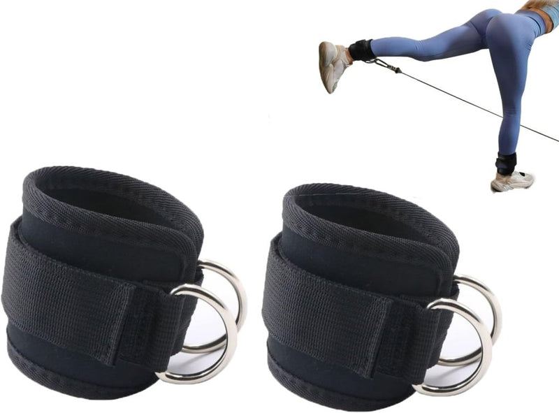 Laad afbeelding in Galerijviewer, Enkelbanden voor kabelmachine set van 2 zwart - happygetfit.com
