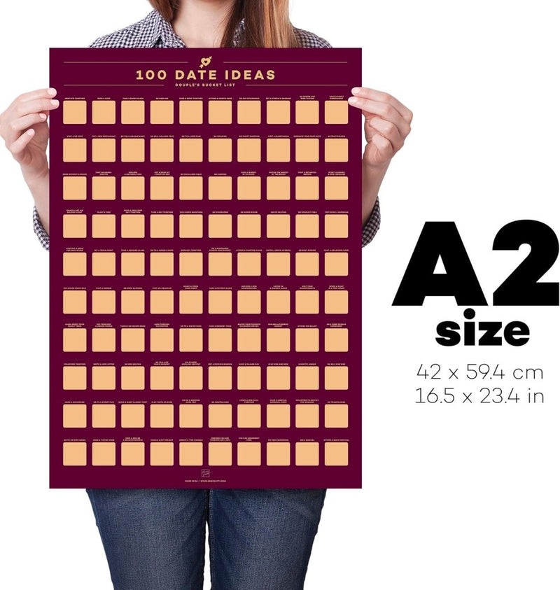 Load image into Gallery viewer, Enno Vatti 100 Dates Scratch Off Poster - Ultimate Adventure Challenge for Couples - Fun Bucket List Scratch Off Ideas for Date Night, Anniversary, Valentine's Day - 16.5"x23.4" Date Night Scratch Off - happygetfit.com

