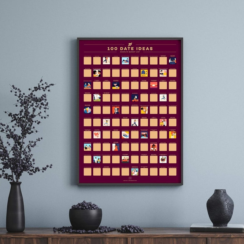 Load image into Gallery viewer, Enno Vatti 100 Dates Scratch Off Poster - Ultimate Adventure Challenge for Couples - Fun Bucket List Scratch Off Ideas for Date Night, Anniversary, Valentine's Day - 16.5"x23.4" Date Night Scratch Off - happygetfit.com
