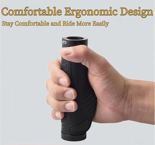 Ergonomische fietshandvatten 22 mm zwart met einddoppen - happygetfit.com