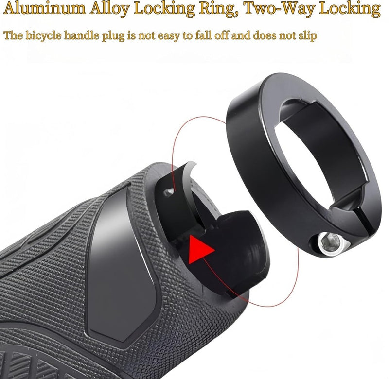 Load image into Gallery viewer, Ergonomische fietshandvatten 22 mm zwart met einddoppen - happygetfit.com
