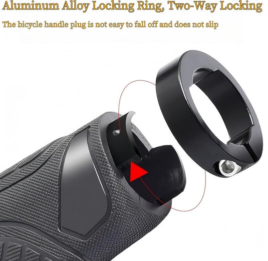 Ergonomische fietshandvatten 22 mm zwart met einddoppen - happygetfit.com