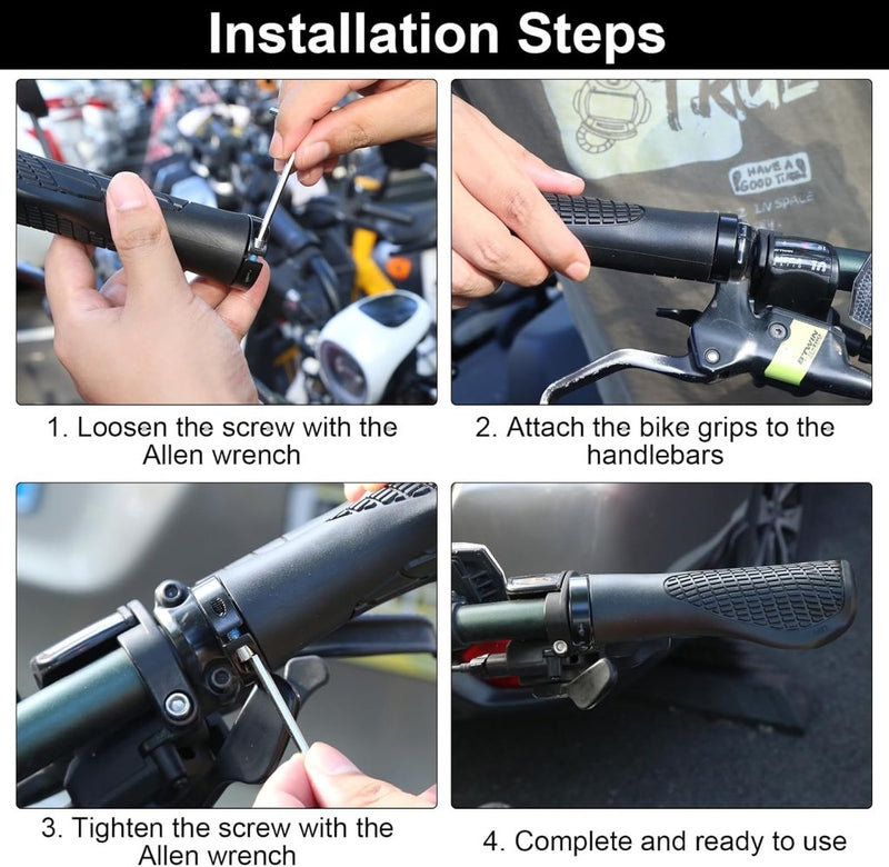 Laad afbeelding in Galerijviewer, Ergonomische fietshandvatten 22 mm zwart met inbussleutel - happygetfit.com
