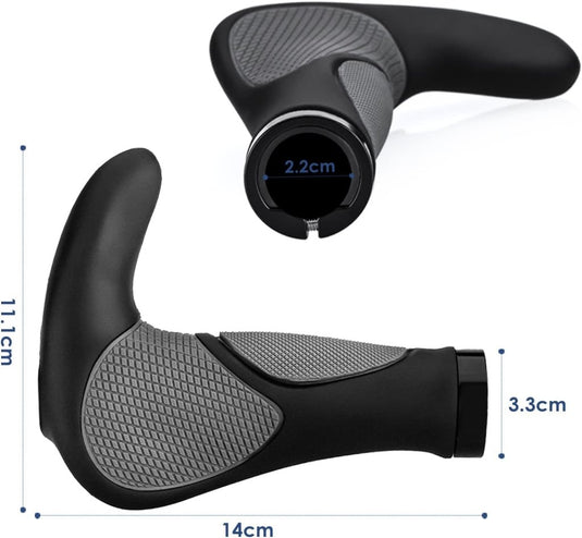 Ergonomische fietshandvatten 22 mm zwart/grijs - happygetfit.com
