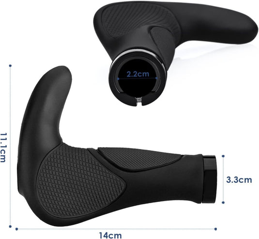 Ergonomische fietshandvatten 22 mm zwart/grijs - happygetfit.com