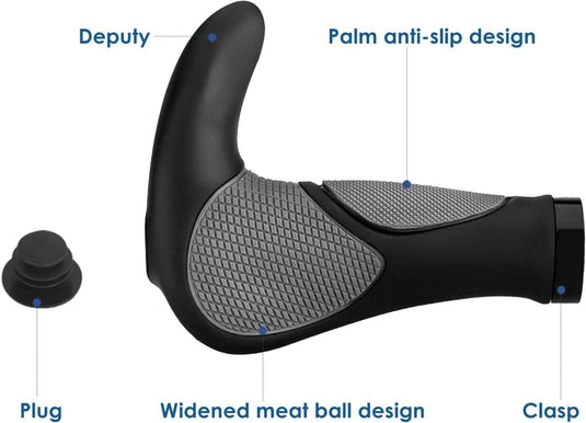 Ergonomische fietshandvatten 22 mm zwart/grijs - happygetfit.com