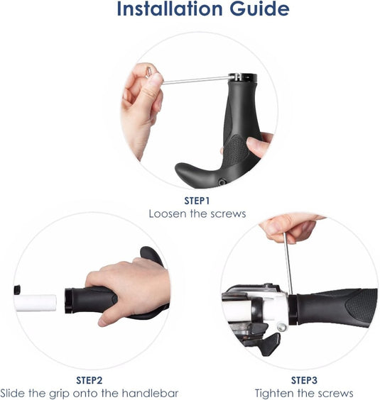 Ergonomische fietshandvatten 22 mm zwart/grijs - happygetfit.com