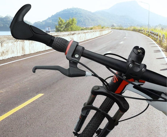 Ergonomische fietshandvatten 22 mm zwart/grijs - happygetfit.com
