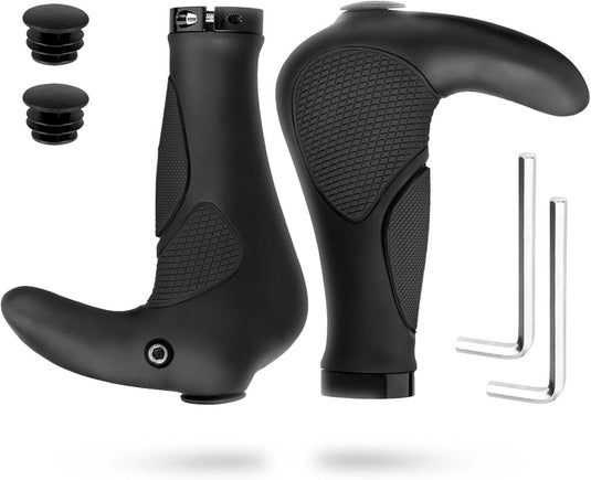 Ergonomische fietshandvatten 22 mm zwart/grijs - happygetfit.com