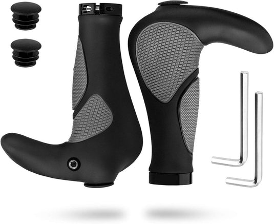 Ergonomische fietshandvatten 22 mm zwart/grijs - happygetfit.com