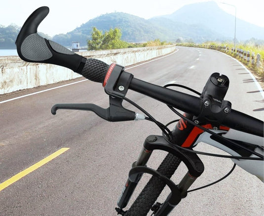 Ergonomische fietshandvatten 22 mm zwart/grijs - happygetfit.com