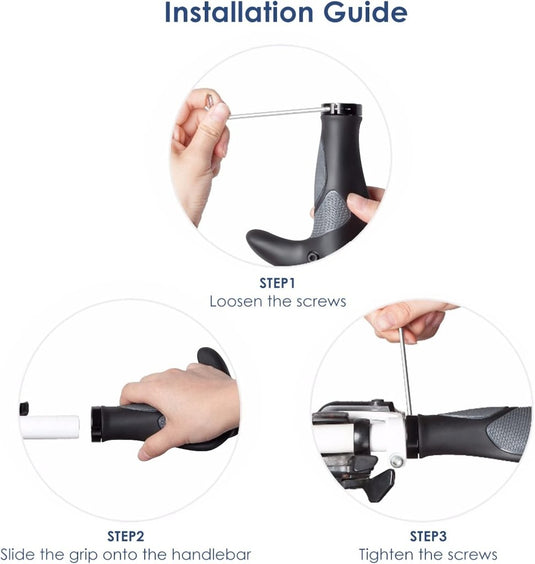 Ergonomische fietshandvatten 22 mm zwart/grijs - happygetfit.com