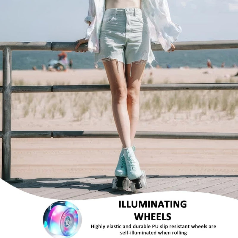 Laad afbeelding in Galerijviewer, ERNAN Rolschaatsen met 4 wielen, parallelle skates met lichtgevende wielen, klassieke high-top, rolschaatsen voor volwassenen, meisjes, kinderen, beginners, maat 37-43 - happygetfit.com
