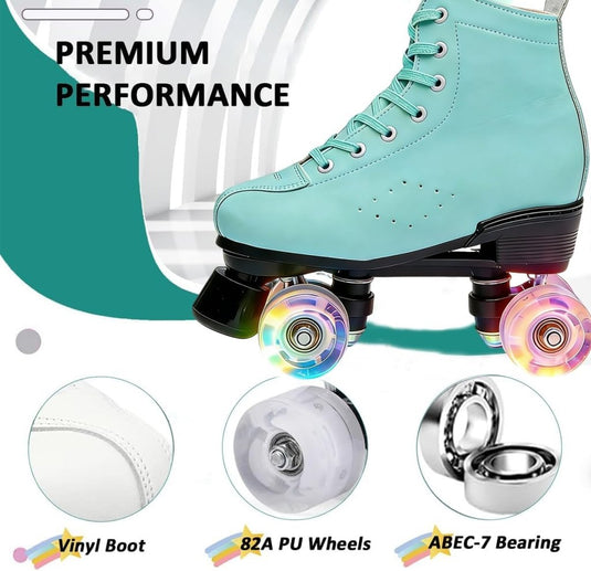 ERNAN Rolschaatsen met 4 wielen, parallelle skates met lichtgevende wielen, klassieke high-top, rolschaatsen voor volwassenen, meisjes, kinderen, beginners, maat 37-43 - happygetfit.com