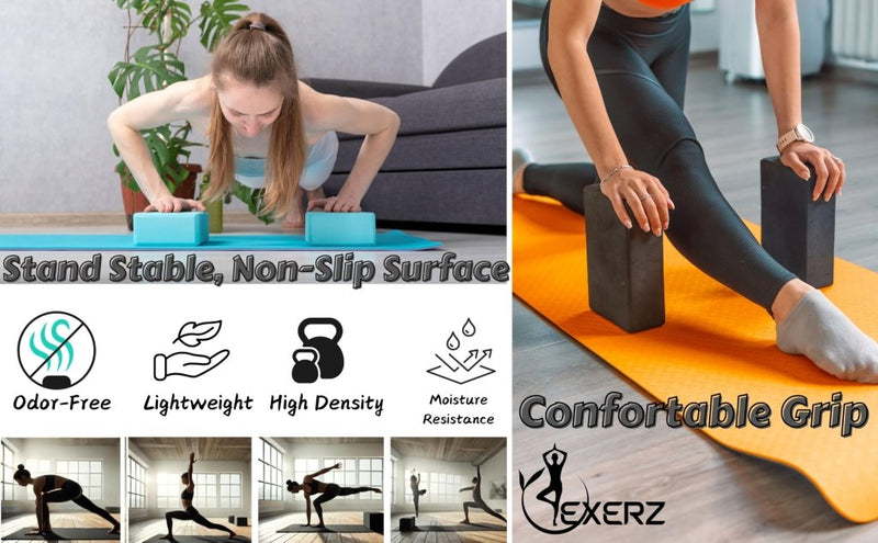 Laad afbeelding in Galerijviewer, EXERZ Yoga Blocks 2 pack, Gym Blocks, Exercise Workout Fitness Bricks, Pilates Stretch Handstand Non-Slip - happygetfit.com
