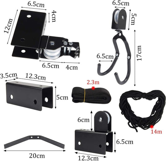EXLECO Fietshouder plafond max. 57 kg universele fietslift met haak en touwhouder, geschikt voor fietsen en jachten - happygetfit.com