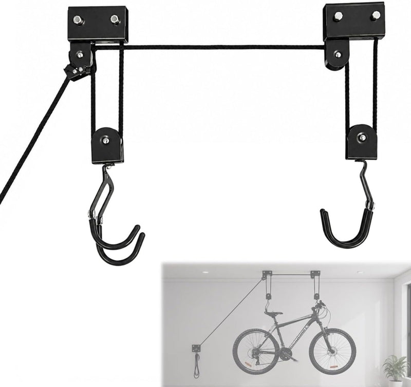 Laad afbeelding in Galerijviewer, EXLECO Fietshouder plafond max. 57 kg universele fietslift met haak en touwhouder, geschikt voor fietsen en jachten - happygetfit.com
