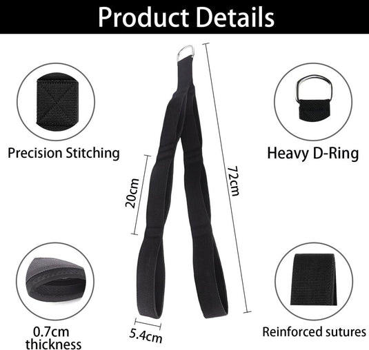 Extra lang tricepstouw met gevoerde handgrepen voor kabelmachine – triceps trainer – fitness accessoire - happygetfit.com