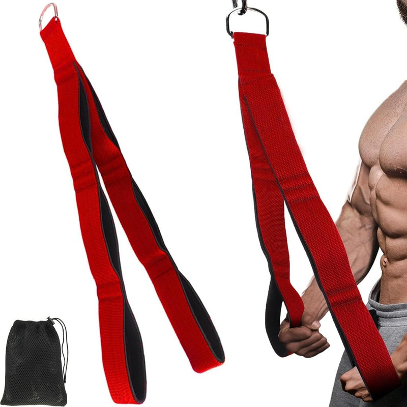 Załaduj obraz do przeglądarki galerii, Extra lang tricepstouw met gevoerde handgrepen voor kabelmachine – triceps trainer – fitness accessoire - happygetfit.com
