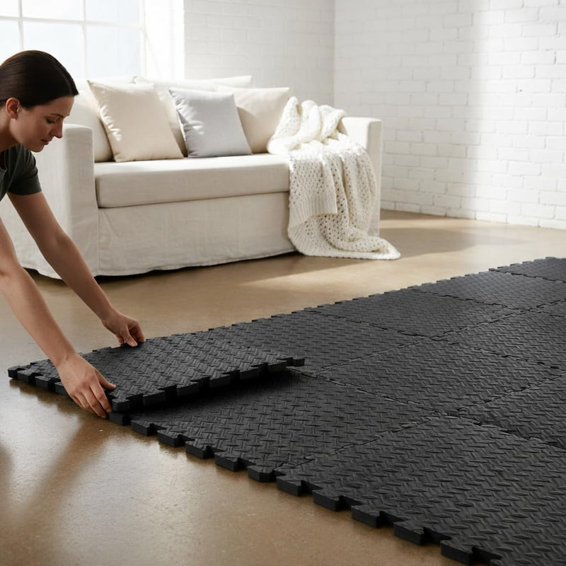Laad afbeelding in Galerijviewer, EYEPOWER 0,8 m² 9-delige set vloerbeschermingsmatten 30x30x1 fitness vloermat beschermende mat - happygetfit.com
