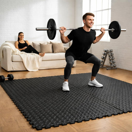 EYEPOWER 0,8 m² 9-delige set vloerbeschermingsmatten 30x30x1 fitness vloermat beschermende mat - happygetfit.com