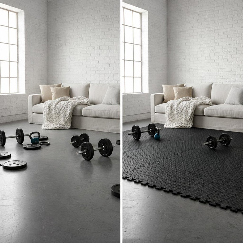 Laad afbeelding in Galerijviewer, EYEPOWER 0,8 m² 9-delige set vloerbeschermingsmatten 30x30x1 fitness vloermat beschermende mat - happygetfit.com
