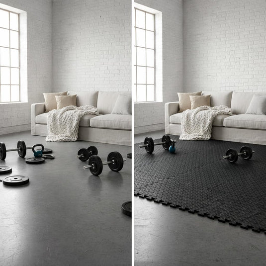 EYEPOWER 0,8 m² 9-delige set vloerbeschermingsmatten 30x30x1 fitness vloermat beschermende mat - happygetfit.com