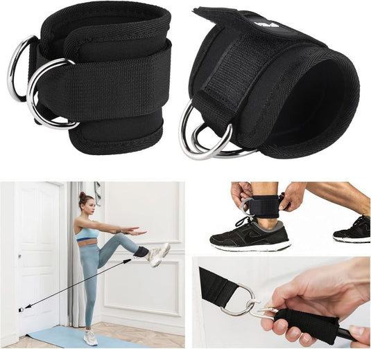 Fentar 2 verstelbare enkelbanden voor kabelmachine, comfortabele trainingsenkelband, trainingsenkelbanden met twee D-ringen, enkelband voor kabelmachines, enkelband voor trainen benen met kabelmachine - happygetfit.com