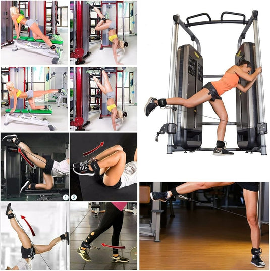 Fentar 2 verstelbare enkelbanden voor kabelmachine, comfortabele trainingsenkelband, trainingsenkelbanden met twee D-ringen, enkelband voor kabelmachines, enkelband voor trainen benen met kabelmachine - happygetfit.com