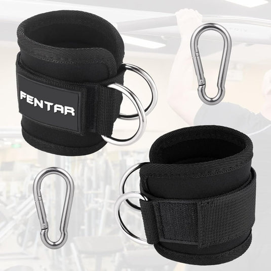 Fentar 2 verstelbare enkelbanden voor kabelmachine, comfortabele trainingsenkelband, trainingsenkelbanden met twee D-ringen, enkelband voor kabelmachines, enkelband voor trainen benen met kabelmachine - happygetfit.com