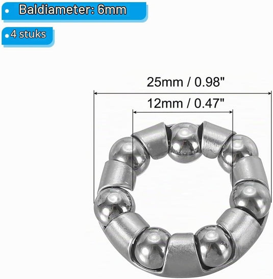 Fiets kogellagers 15/64 inch x 7 kogels (4 stuks) - RVS fietslager kogelkooi reserveonderdelen - Fietsachterwiel & kruk lagers - happygetfit.com