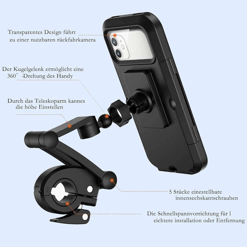 Load image into Gallery viewer, Fiets mobiele telefoonhouder motorfiets universele houder fiets waterdicht touchscreen met 360° draaibare outdoor fietshouder telefoonhouder telefoonhouder voor smartphones tot 6,7 inch - happygetfit.com
