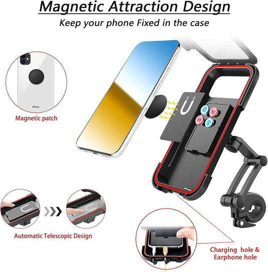 Fiets mobiele telefoonhouder motorfiets universele houder fiets waterdicht touchscreen met 360° draaibare outdoor fietshouder telefoonhouder telefoonhouder voor smartphones tot 6,7 inch - happygetfit.com