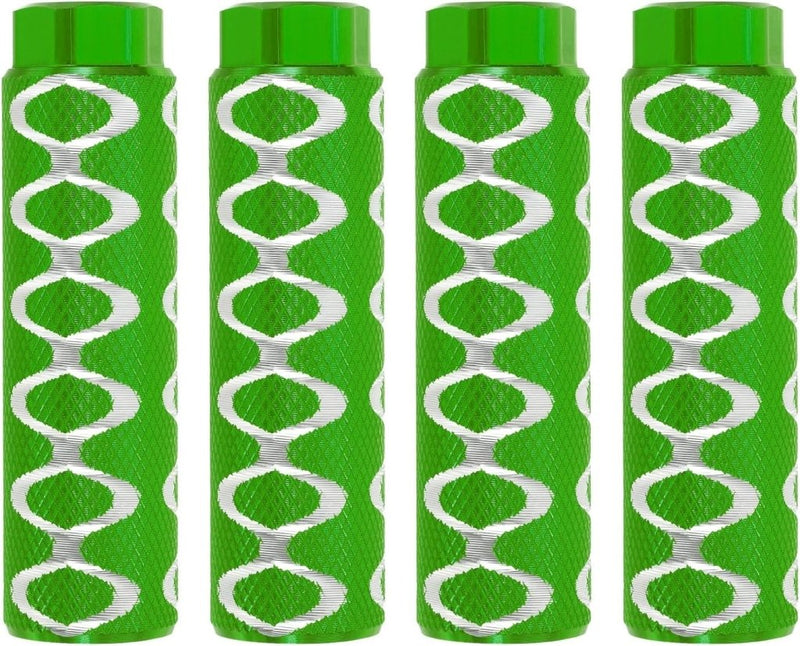 Laad afbeelding in Galerijviewer, Fiets pegs 4 stuks 100 x 28 mm voor 3/8 inch assen groen – aluminium BMX voetsteunen - happygetfit.com

