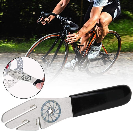 Fiets remschijf richter van roestvrij staal met 3 correctiesleuven en antislip handgreep – rotor richter – schijfremgereedschap - happygetfit.com