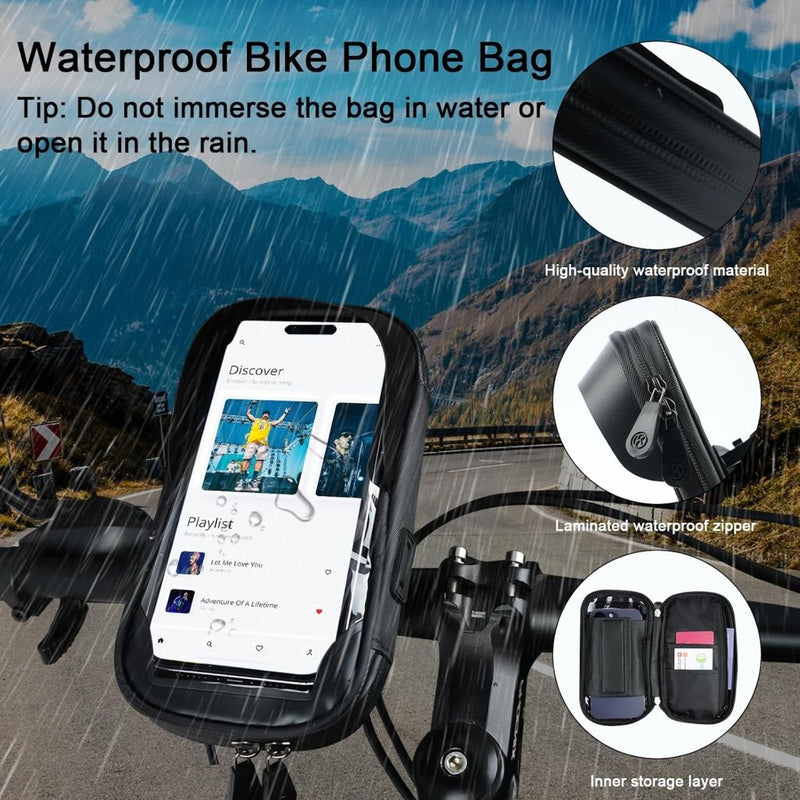 Załaduj obraz w przeglądarce galerii, Fiets stuurtas met 360 graden draaibare telefoonhouder en touchscreen voor smartphones tot 6,4 inch – fietstelefoonhoes – navigatiehouder - happygetfit.com
