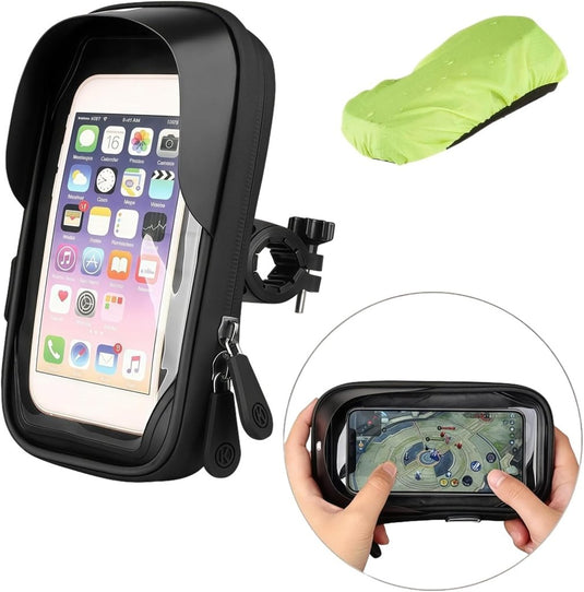 Fiets stuurtas met 360 graden draaibare telefoonhouder en touchscreen voor smartphones tot 6,4 inch – fietstelefoonhoes – navigatiehouder - happygetfit.com