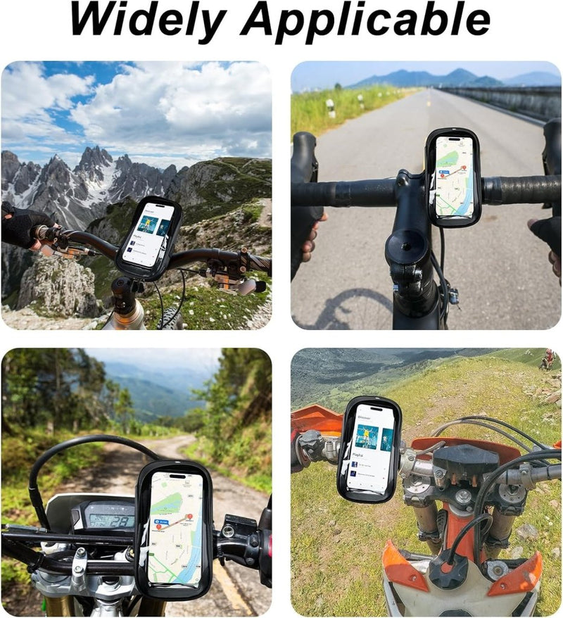Załaduj obraz w przeglądarce galerii, Fiets stuurtas met 360 graden draaibare telefoonhouder en touchscreen voor smartphones tot 6,4 inch – fietstelefoonhoes – navigatiehouder - happygetfit.com
