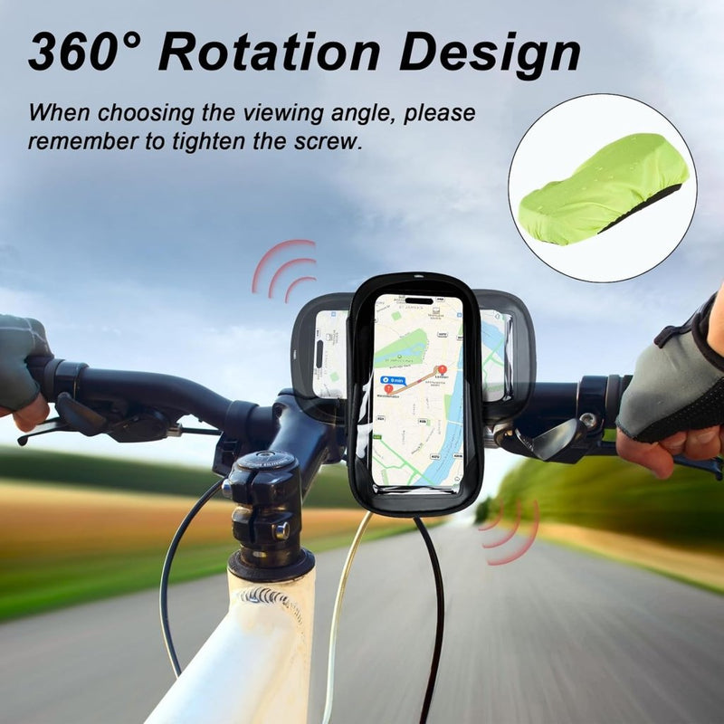 Załaduj obraz w przeglądarce galerii, Fiets stuurtas met 360 graden draaibare telefoonhouder en touchscreen voor smartphones tot 6,4 inch – fietstelefoonhoes – navigatiehouder - happygetfit.com
