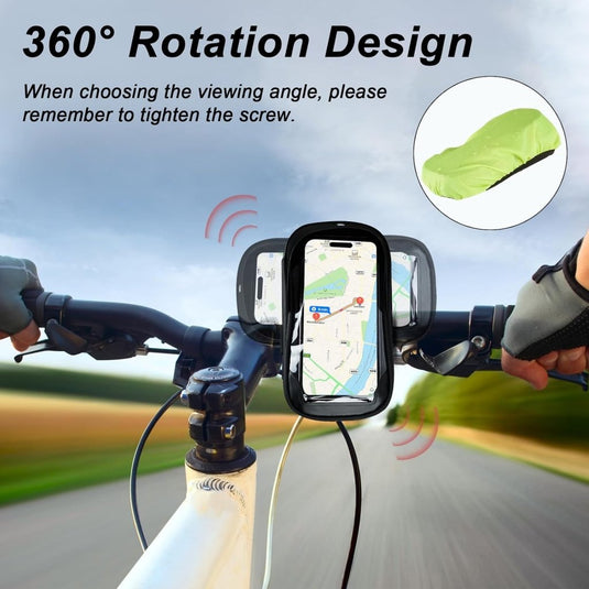 Fiets stuurtas met 360 graden draaibare telefoonhouder en touchscreen voor smartphones tot 6,4 inch – fietstelefoonhoes – navigatiehouder - happygetfit.com