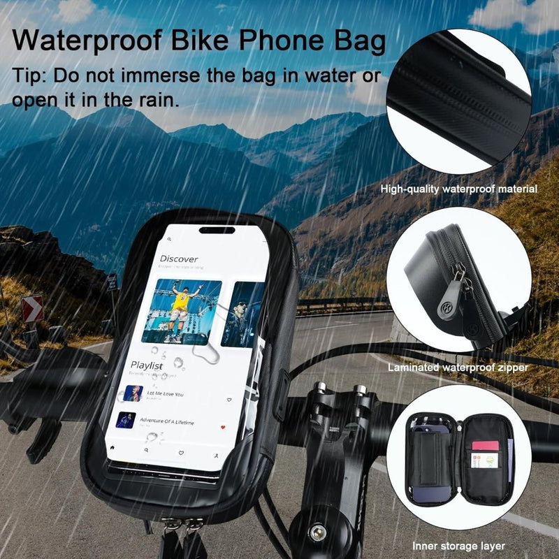 Załaduj obraz w przeglądarce galerii, Fiets stuurtas met 360 graden draaibare telefoonhouder en touchscreen voor smartphones tot 6,4 inch – fietstelefoonhoes – navigatiehouder - happygetfit.com
