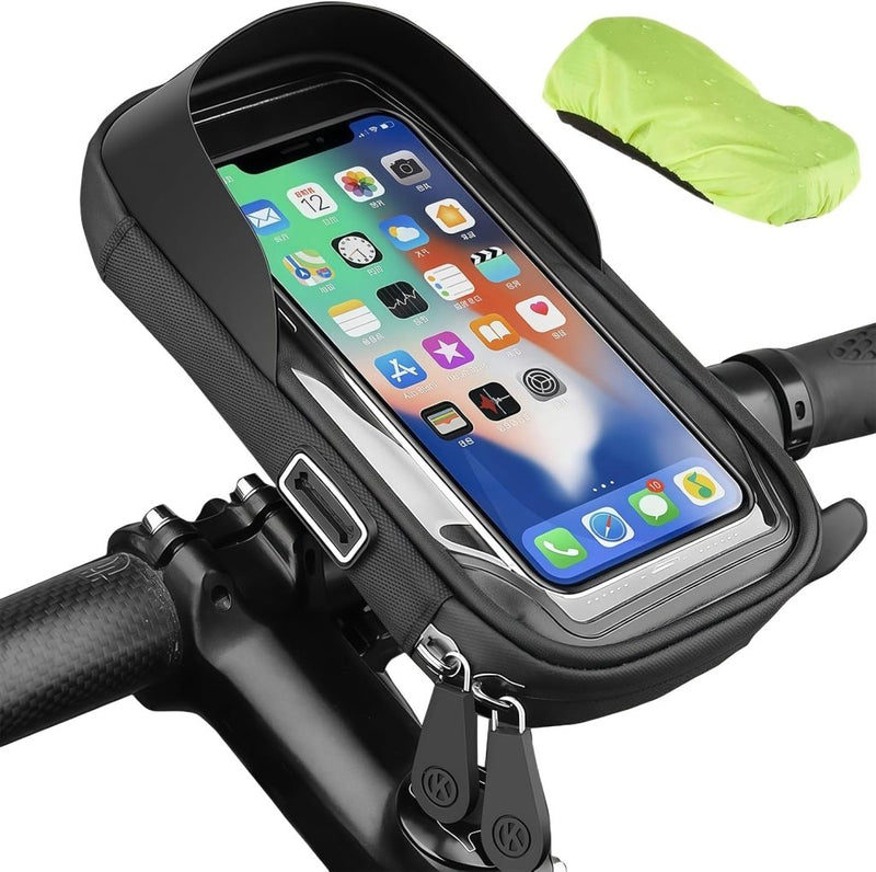 Załaduj obraz w przeglądarce galerii, Fiets stuurtas met 360 graden draaibare telefoonhouder en touchscreen voor smartphones tot 6,4 inch – fietstelefoonhoes – navigatiehouder - happygetfit.com
